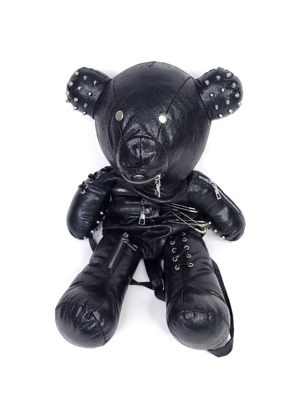 Dolls Kill Backpack Black Bag Teddy Bear Vegan Leather Gothic Tormented Studded